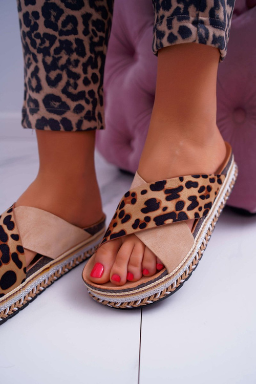 Ženské papuče na platforme Camel Leopard Greta