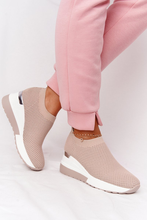 Prolamovane Klínové Tenisky Sneakers Slip-On Béžové Harmony