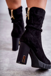 Semišové vysoké topánky na čiernom mieste Volter