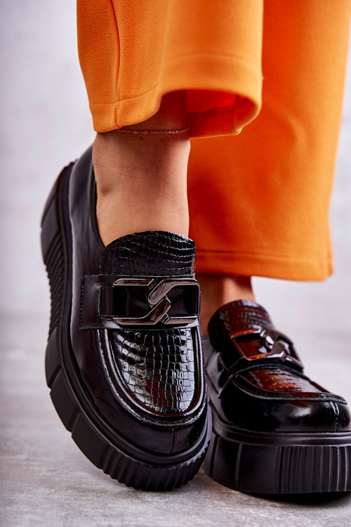 Módní kožené boty na platformě Černe Marsol