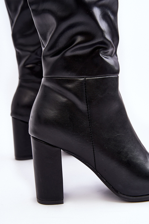 Dámské kozačky na podpatku černé Fiminna