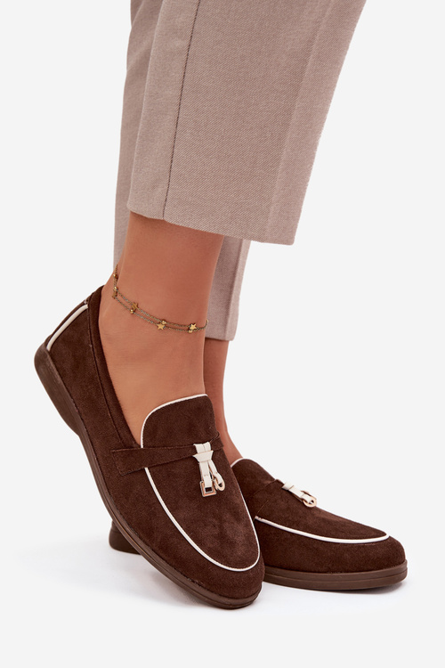 Mokasíny Loafers Ženy Z Eko Zamatové Hnedé Darwen