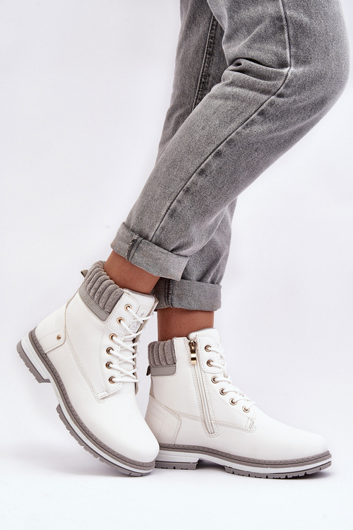 Dámské kožené Trapery zateplené Bílé Katalis