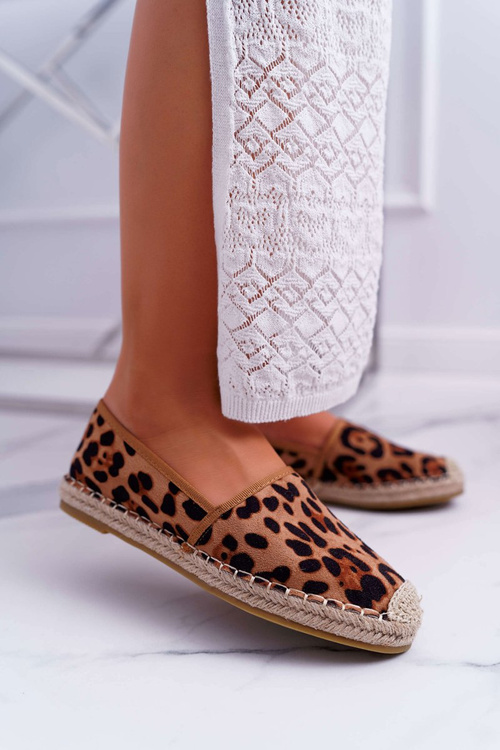 Espadrilles Dámske posuvné semišové leopardové džungľa