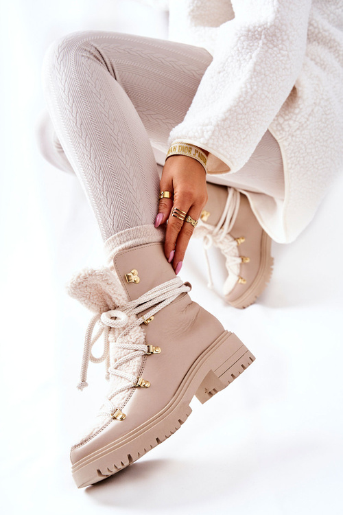 Kožené boty Trapper Tied Lewski Světle Béžove 3116