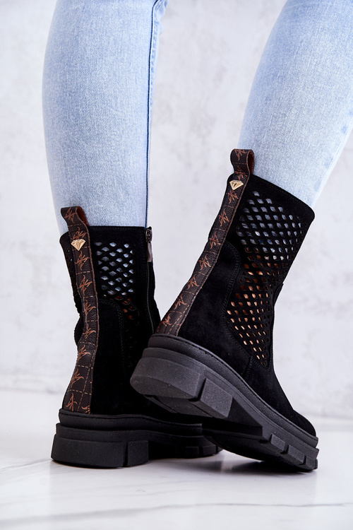 Kožené boty Workers Nicole Černá 2711