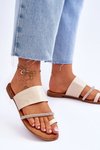 Dámske flip -flops flip -flops s dekoratívnou béžovou béžovou béžou