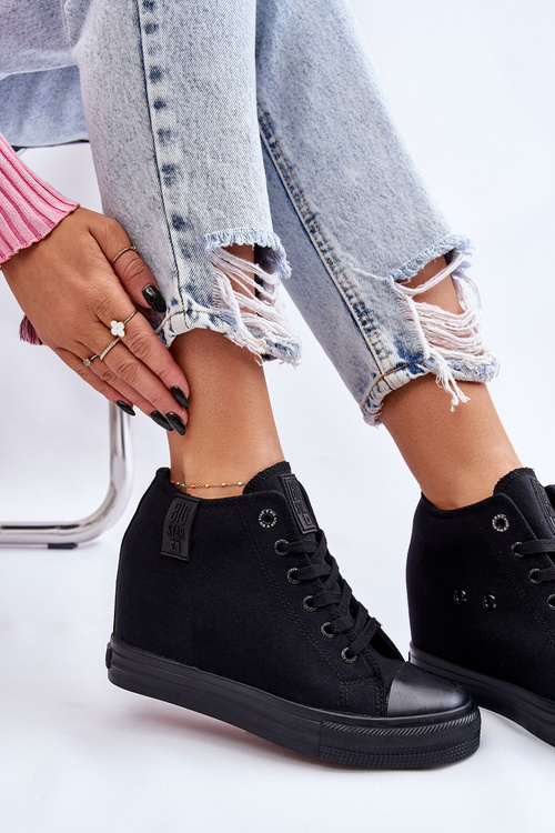 Vysoké tenisky na skrytom klinoch Big Star LL274034 čierna