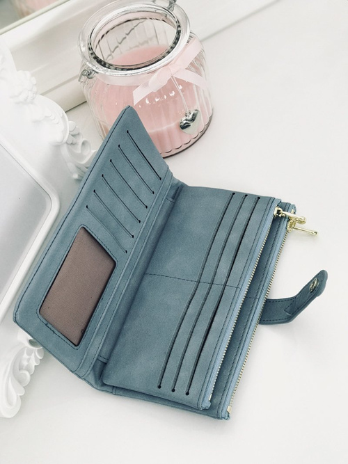 Large Women's Black Trendy Wallet Gold Zipper