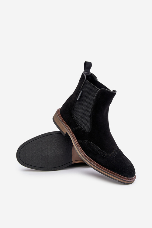 Semišové Pánske Chelsea Topánky Big Star OO174192 Čierne