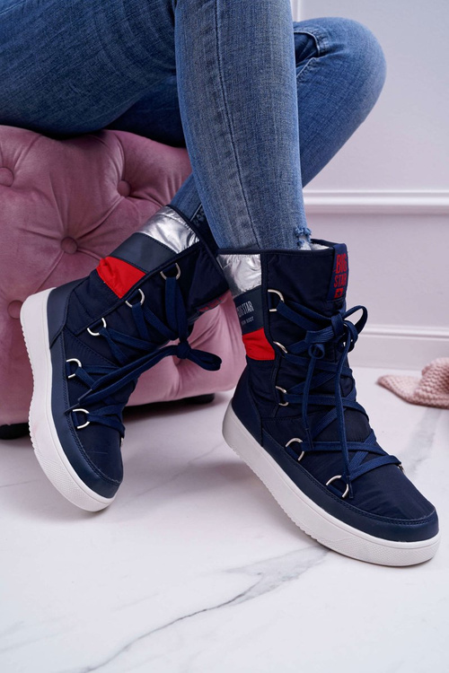 Dámske snehové topánky izolované s veľkou hviezdou Navy Blue EE274657