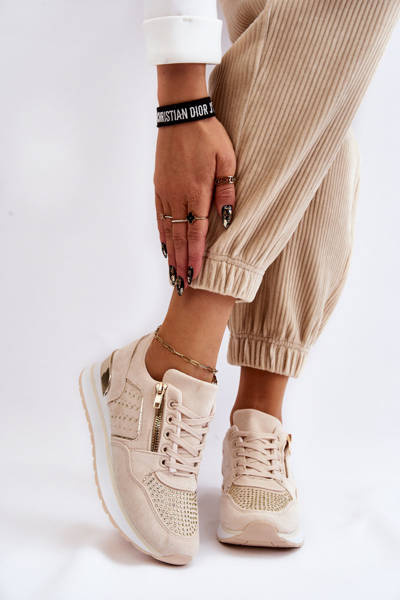 Dámská sportovní obuv s ozdobným zipem Smetanový Adrea