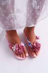 Dámske flip -flops s kvetinovými flip -flops na klinoch Pink Shaarme