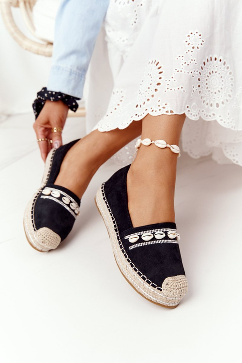 Espadrilky Na Platformě S Mušlemi Černé Seashell