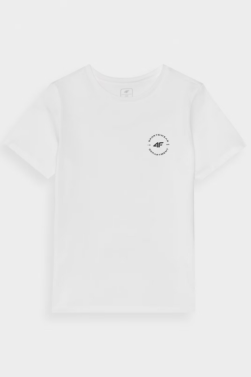 Hladké Bavlnené Tričko Chlapčenské Regular Biely 4FJWAW24TTSHM1859-10S