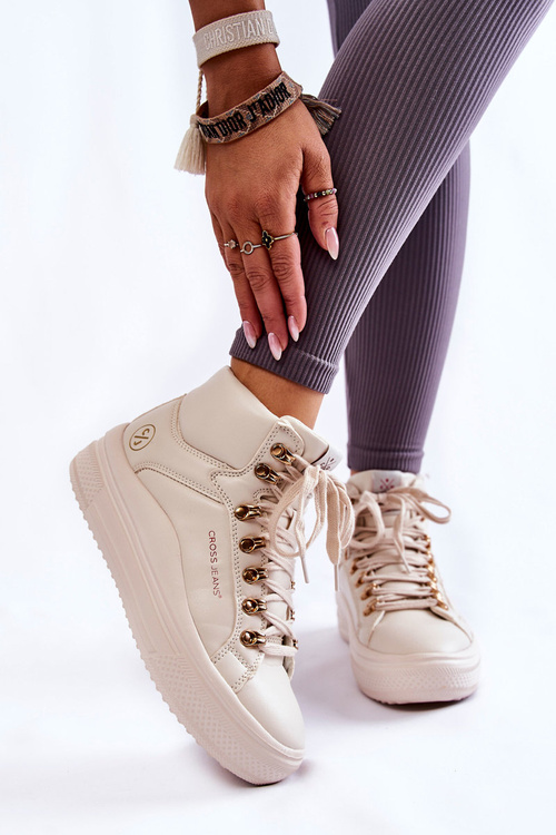Dámské vysoké tenisky Cross Jeans KK2R4027C Béžove
