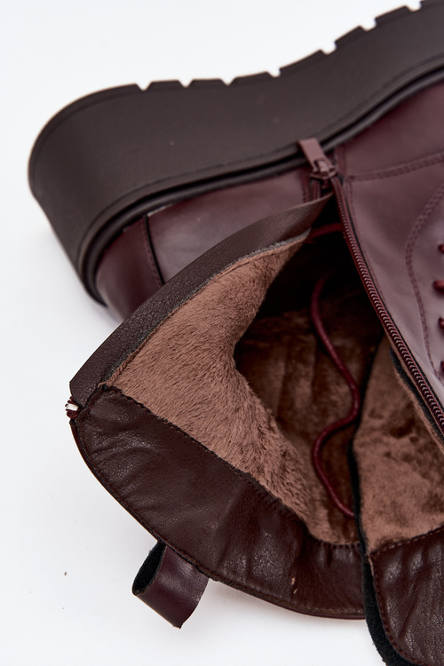 Kožené dámske členkové topánky s ozdobou vyhrievané bordó Ulrika