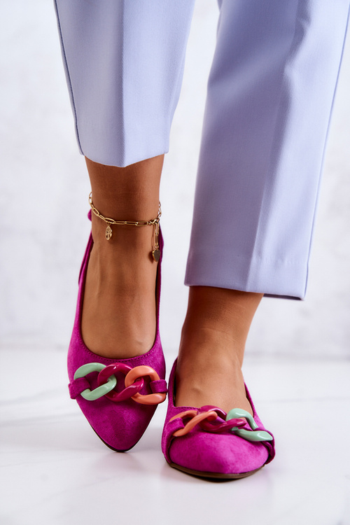 Suede Ballerinas s reťazou lewski topánky 3125 fuchsja