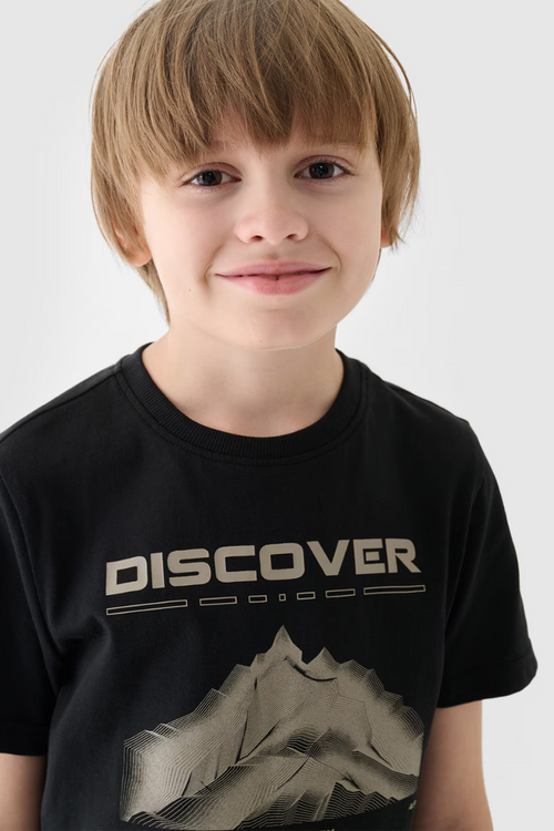 Tričko S Potlačou Pre Chlapca 4F Čierne 4FJWAW24TTSHM1553-20S