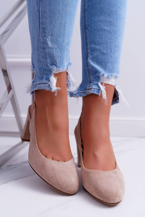 Dámské Lodičky Na Podpatku Sergio Leone SK788 Béžové Lati