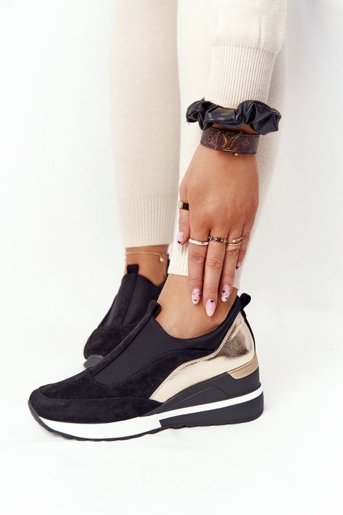 Klínové Tenisky Sneakers Vinceza 10593 černá-Zlatá