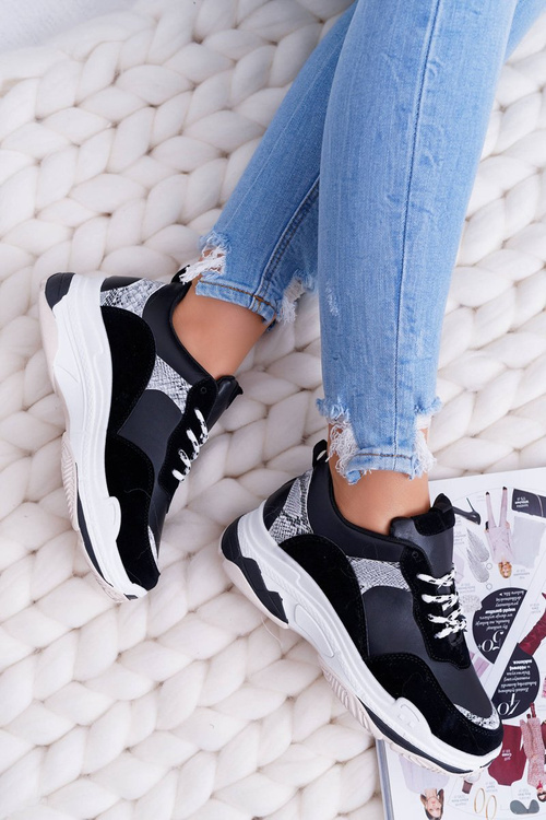 Dámská Sportovní Obuv Tlustou Podrážkou Černé Remember