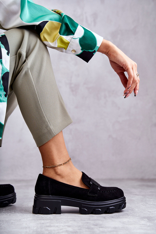 Dámske semišové topánky na platforme Czarne Janne