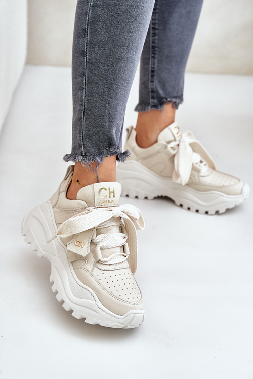 Dámské Kožené Tenisky Béžové CheBello 4583