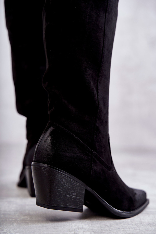 semišové kovbojské boty Černá Casey