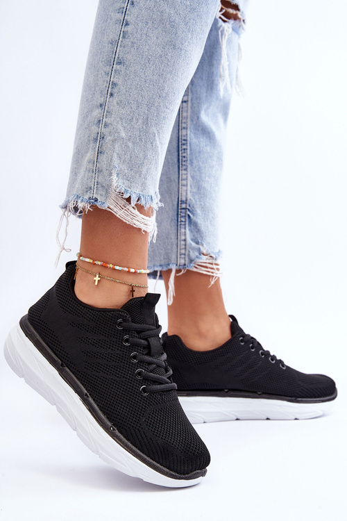 Dámsky čierny lavarone priviazal športové topánky