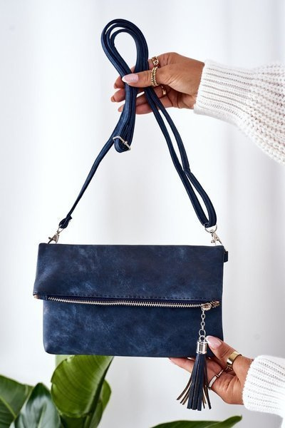 Společenska Kabelka S Odnímatelným Popruhem A Třásněmi Modrá