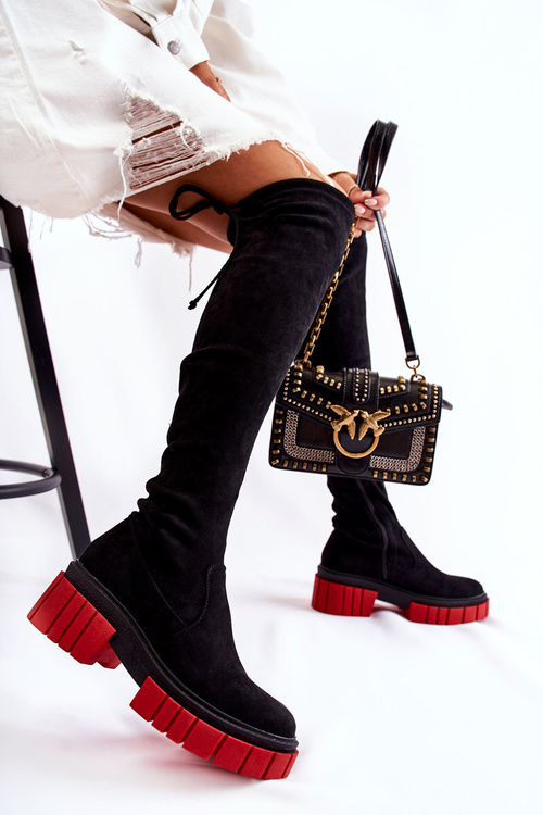 Dámské semišové boty Workers Černá a červená Cheera