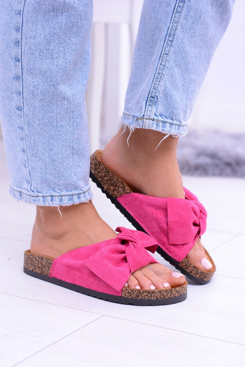 Dámske papuče korku, Wally Fuchsia sa luky