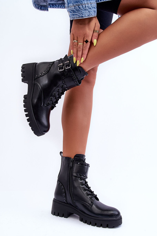 Čierne kožené topánky Carshena