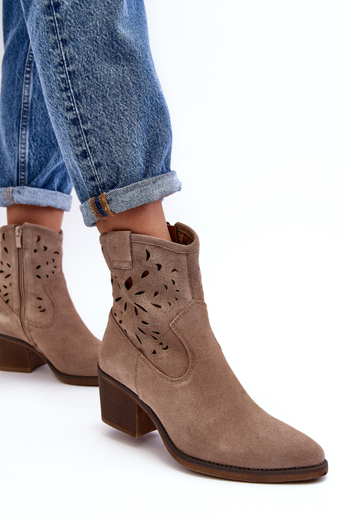 Kožené Křoví Boty S Průhledným Designem D&A SN622-20 Tmavě Hnědé