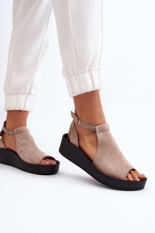 Zazoo 2914 Dámské sandály z velur zamszové béžové