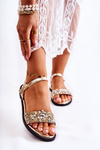 Dámske klasické sandále so zlatými dekoráciami Florella