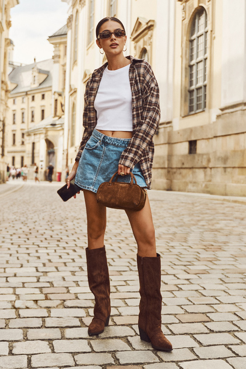 Dámske kovbojky Na zips Hnedé Isalina