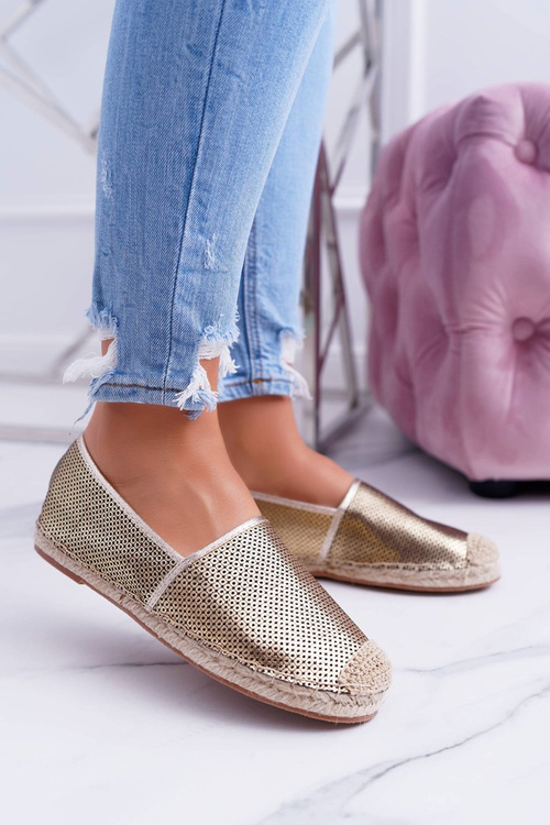 Lu Boo Zlaté perforované espadrilly Kimchi