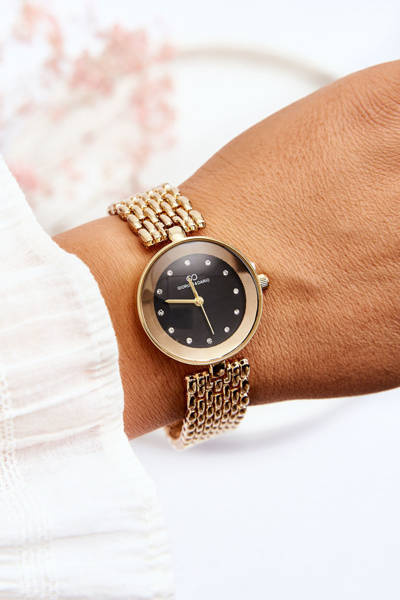 Dámske hodinky Giorgio a Dario so zirkónmi na zlatom čiernom štíte