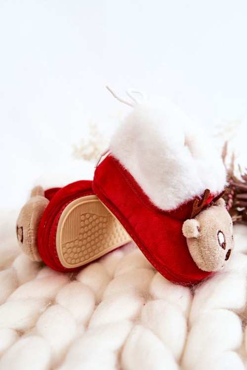 Dětské teplé pantofle sob červene