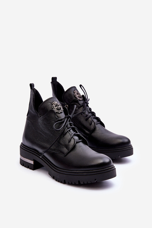 Zazoo 60309 Dámske Kožené Čižmy Na Ploškom Opätku Čierne