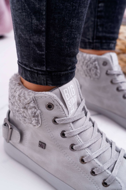 Dámské Tenisky Big Star Vysoké zateplené Šedé EE274079