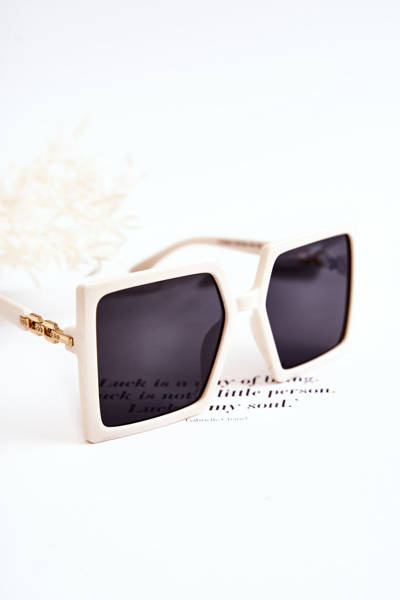 Veľké štvorcové slnečné okuliare V130043 biele