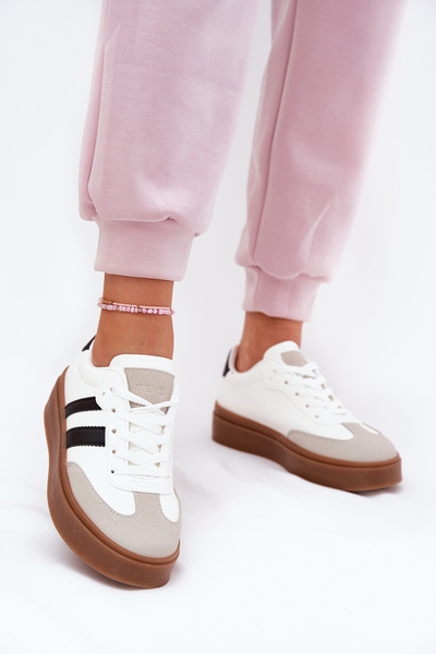 Dámské sneakers na platformě z eko kůže bílé Elaraven