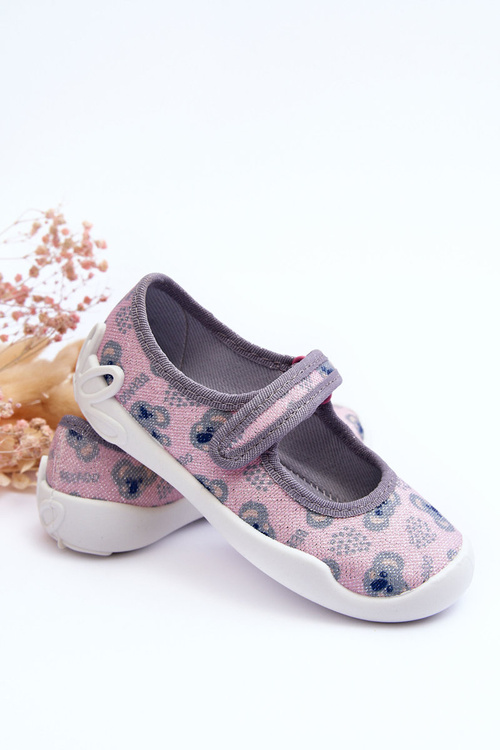 Dětské baleríny s medvídky Befado 114X513 růžovo-šedé