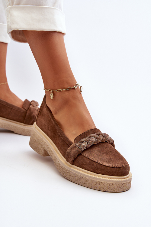 Zazoo 3429/W Dámske Semišové Mokasíny S Ozdobou Hnedé