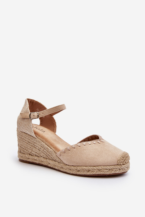 Zamšové sandále espadrily s klincom a pleteným detailom béžové Raylin