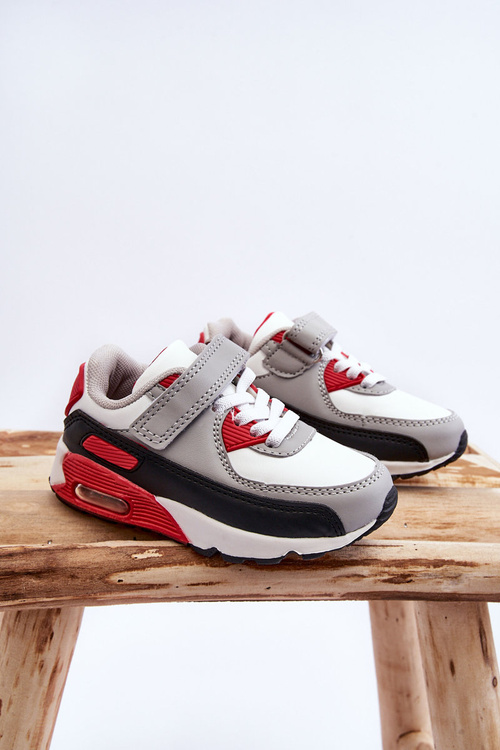 Dětské kožené sportovní boty na platformě Bílo-červená Lori