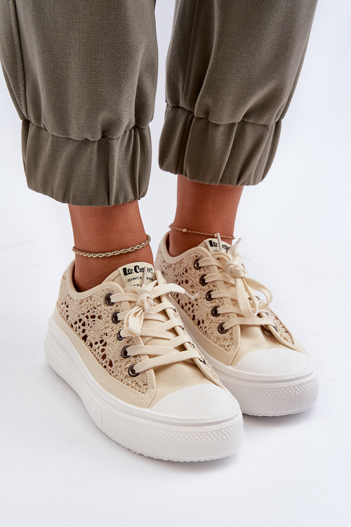 Dámské krajkové tenisky Lee Cooper LCW-23-44-1620 Beige